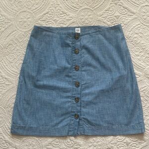 GAP Blue Button-Front Mini Skirt